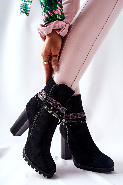 Замшеві чоботи на високому каблуці Чорні Besis