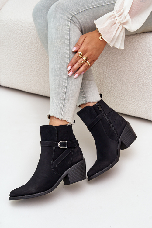 Ковбойські ботильйони з гострими носами, утеплені на блискавці, чорні Glamer