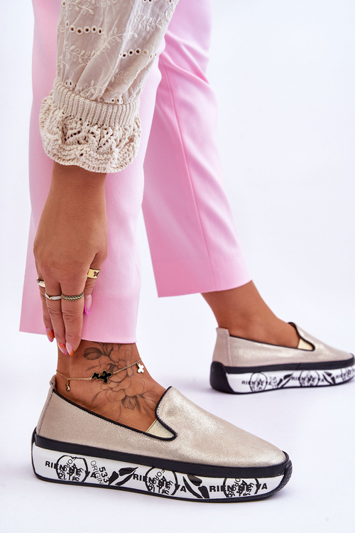 Жіночі шкіряні кросівки сліпони Gold Ottavia