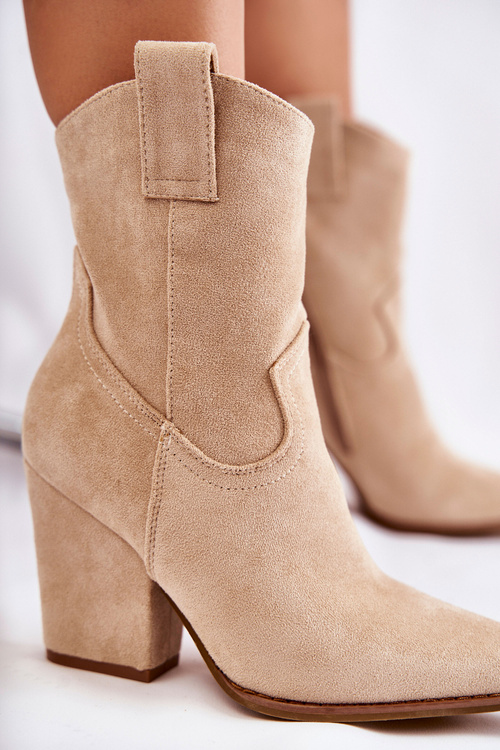 Жіночі замшеві ковбойські чоботи бежеві Мінді