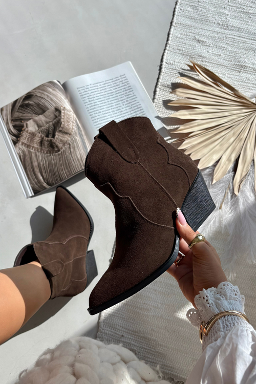 Черевики-ковбойки жіночі з натуральної замші шоколадні Beretta