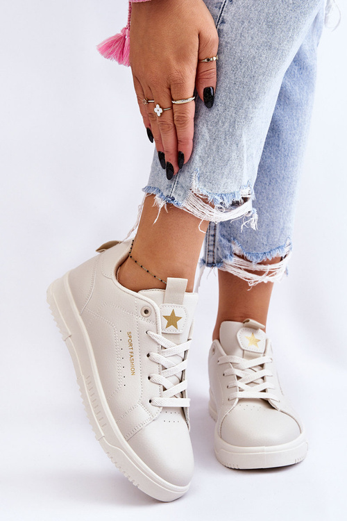 Жіноче спортивне взуття на шнурівці бежевого кольору Mikaela