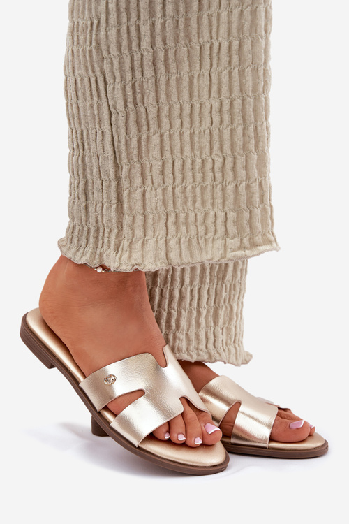 Жіночі Плоскі Сандалі З Еко Шкіри Золоті Firvania