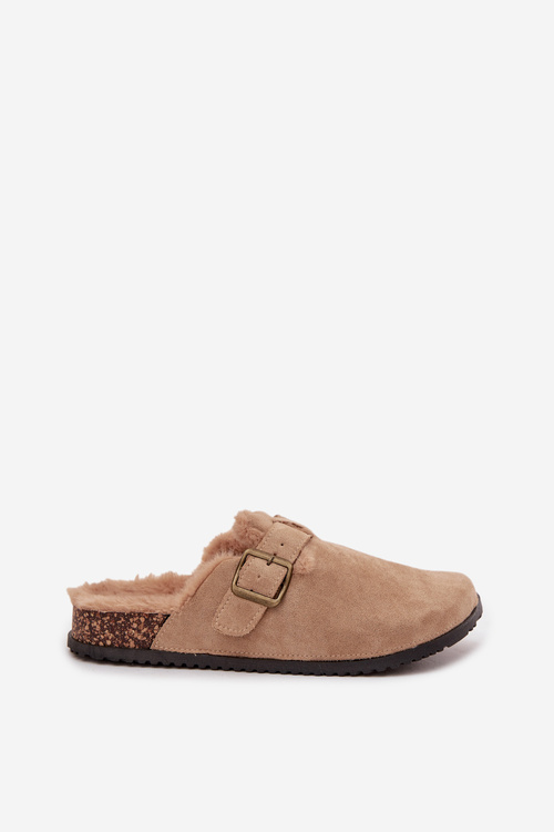 Жіночі капці з теплою підкладкою з пряжкою Бежеві Sylisse