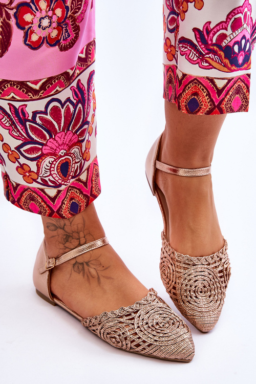 Елегантні жіночі босоніжки на плоскій підошві рожевого золота Sheia