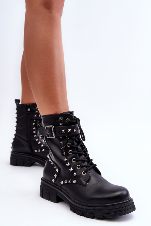 Жіночі масивні черевики Workers зі стразами Чорний Tyralis