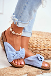 Жіночі шльопанці з бантами Pin-up Blue Magnolia