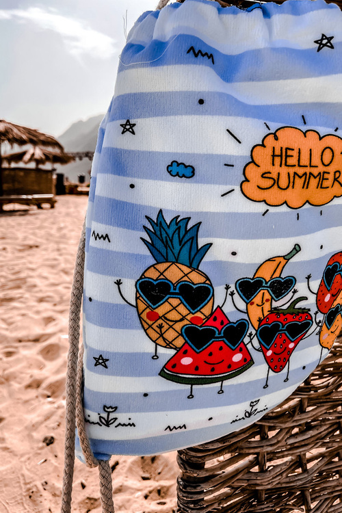 Рюкзак сумка рушник 3в1 смужки біло-блакитні