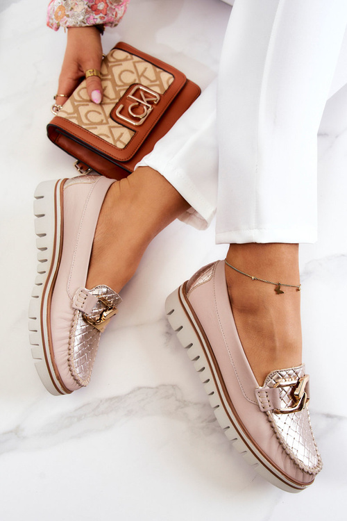 Жіночі шкіряні лофери на платформі Beige Venesia