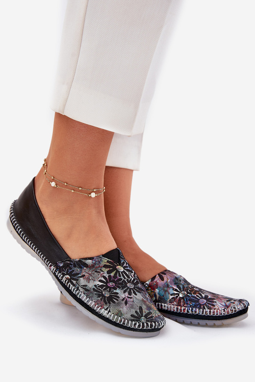 Шкіряні Балетки З Візерунком Maciejka T1930-39 Чорні