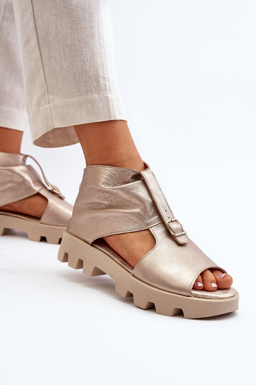 Шкіряні жіночі босоніжки Zazoo 999 із золотою блискавкою