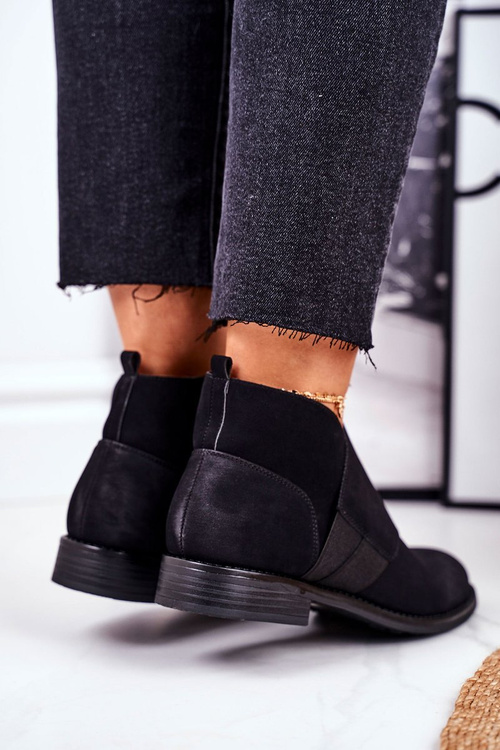 Жіночі чоботи на плоскій каблуці Чорні Sirro