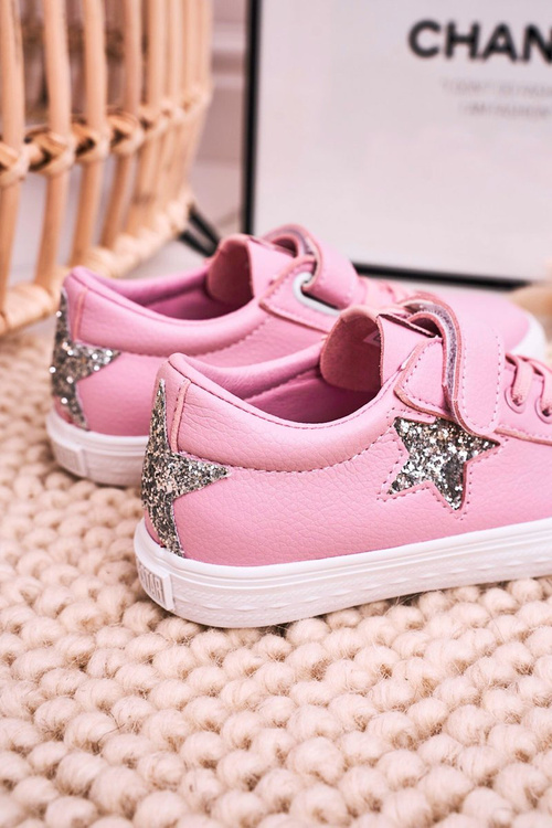 Дитячі шкіряні кросівки із зіркою BIG STAR DD374104 Рожеві