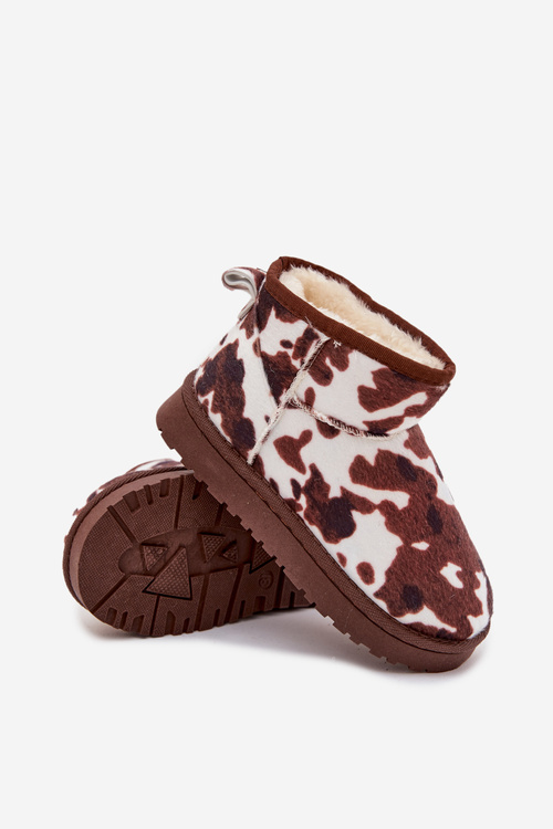 Дитячі молодіжні зимові черевики з хутряною підкладкою з латками білого-коричневого Mireya