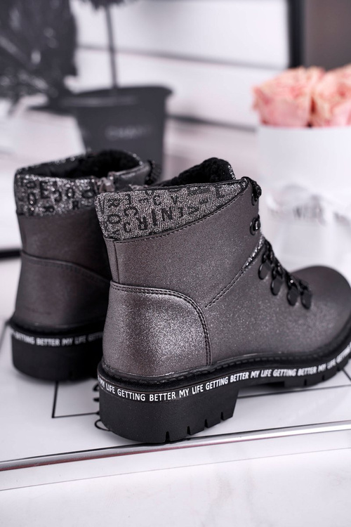 Чоботи дитячі теплі сірі Сніжинка