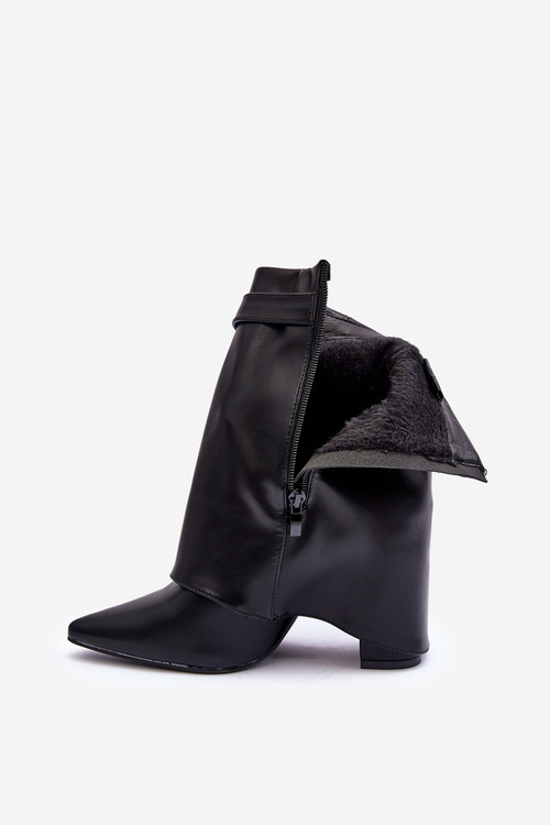 Чорні черевики на підборах зі шкіряною підкладкою на шпильці