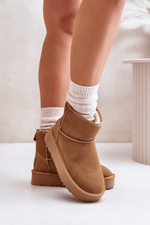 Жіночі замшеві зимові черевики на платформі вище щиколотки Camel Rianaella