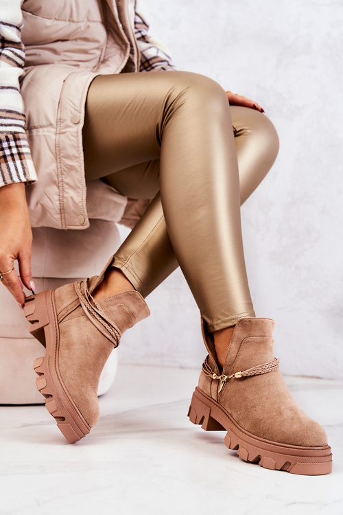 Замшеві робочі черевики без лямок бежеві Moriah