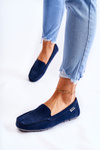 Жіночі замшеві лофери темно-сині Millare