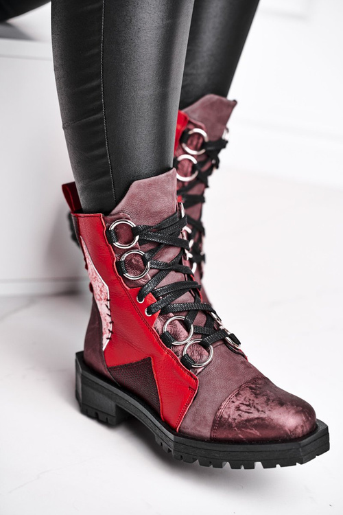 Жіночі шкіряні черевики Чоботи Maciejka темно-бордові 04184-23/00-3