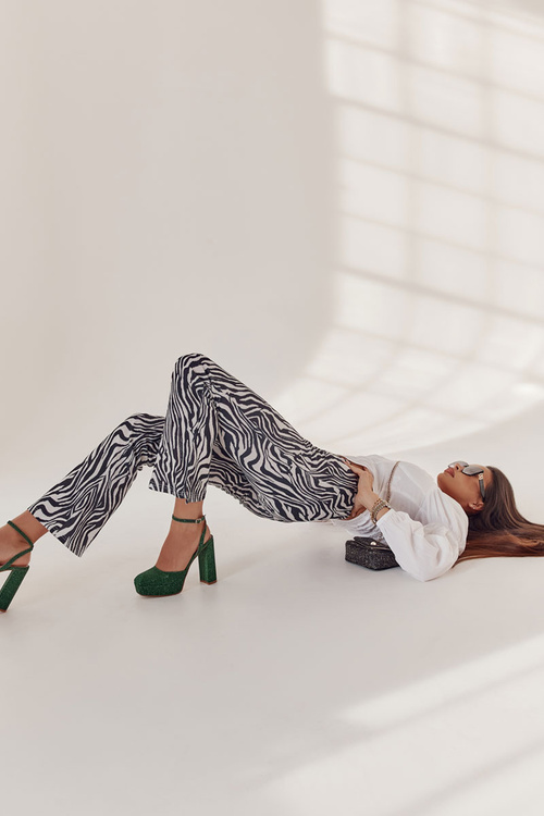 Жіночі босоніжки з блискітками на каблуці Зелений розель