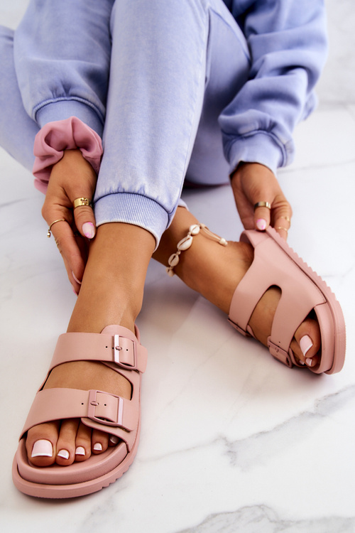 Гумові тапочки з пряжкою Рожевий Corina