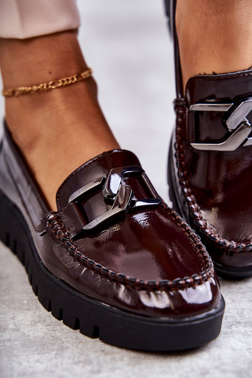Лаковані лофери на платформі бордового кольору Kjersti