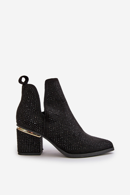 Жіночі ботильйони з прикрасами з гострими носами чорного кольору Fararia