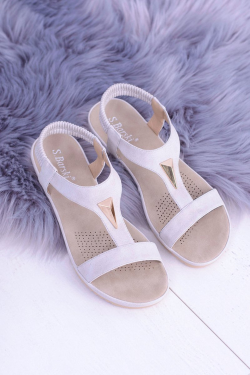 Жіночі сірі босоніжки з еластичною гумовою стрічкою