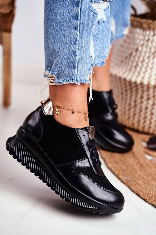 Жіноче спортивне взуття шкіряне чорне Gianna