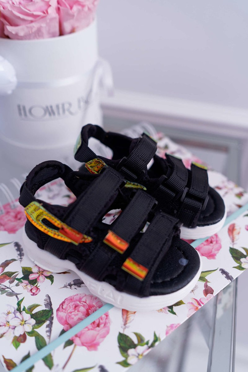Дитячі босоніжки на липучці для дівчинки і хлопчика чорні Kimmi