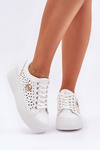 Перфоровані кросівки з золотим елементом білі Cassildi