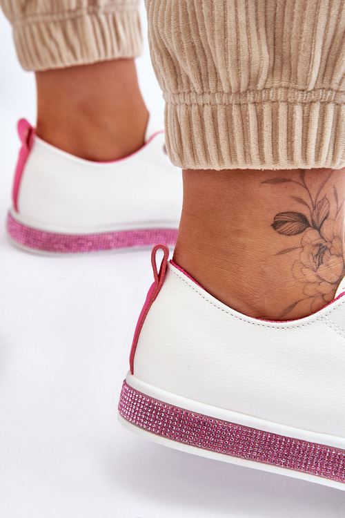 Жіночі низькі кросівки з форсунками біло-рожеві Demira