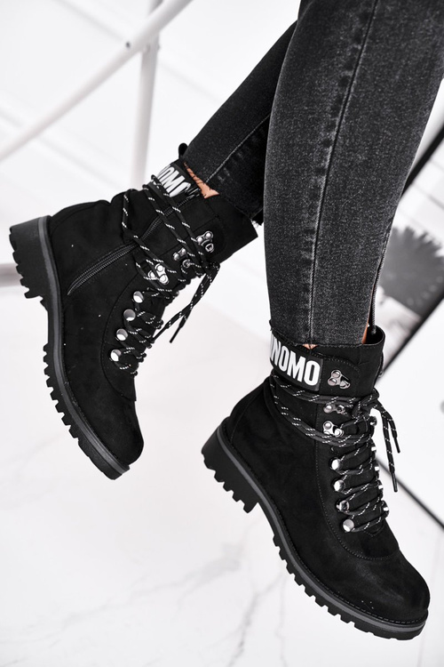 Жіночі чорні чоботи Popsi на плоскій каблуці на блискавці