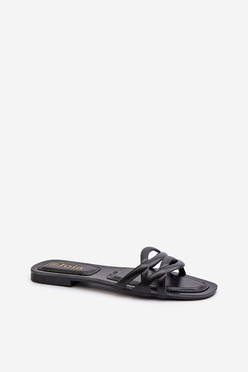 Чорні жіночі босоніжки Moldela з екошкіри на плоскій підошві