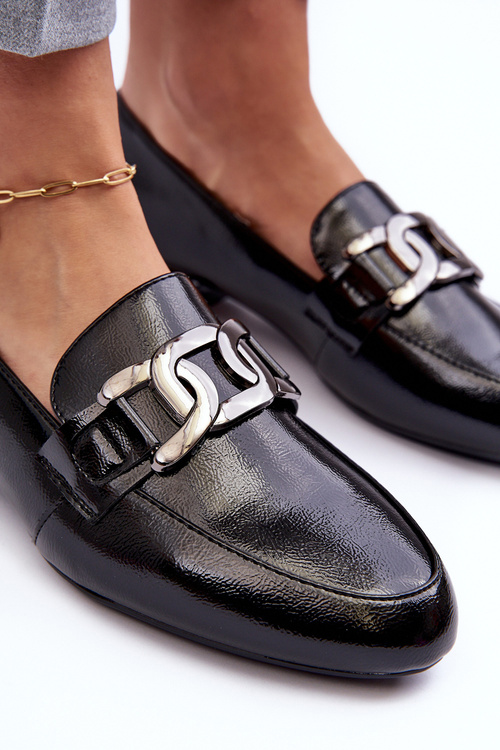 Жіночі мокасини з прикрасами Чорні Camilena