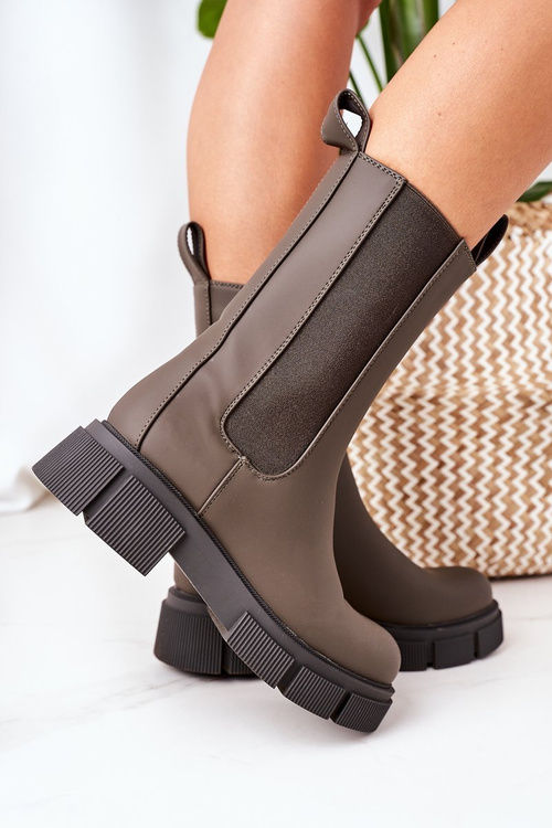 Утеплені черевики челсі армійського зеленого кольору Must Have