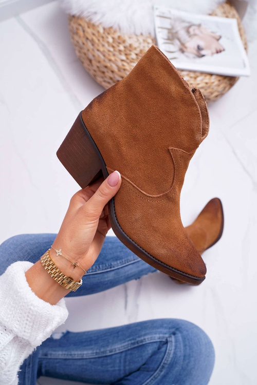 Жіночі верблюжі замшеві ковбойські чоботи Barski 1638