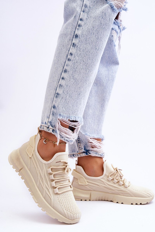 Жіноче спортивне взуття без шнурівки Кросівки бежевого кольору Rosett