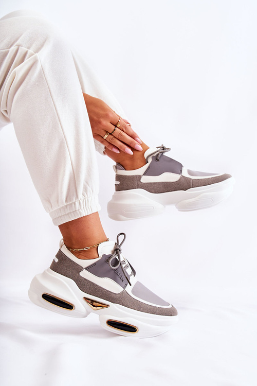 Жіночі спортивні кросівки біло-сірі New Horizon