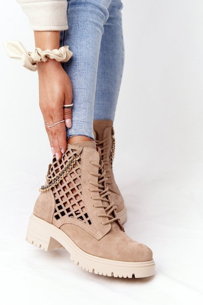 Ажурні замшеві черевики Lewski Shoes 3030-0 Пісок