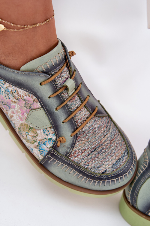 Шкіряні Жіночі Черевики З Візерунком Maciejka 06784-09 Зелений