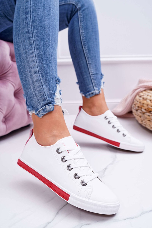 Жіночі кросівки білі червоні в смужку Nigrid2