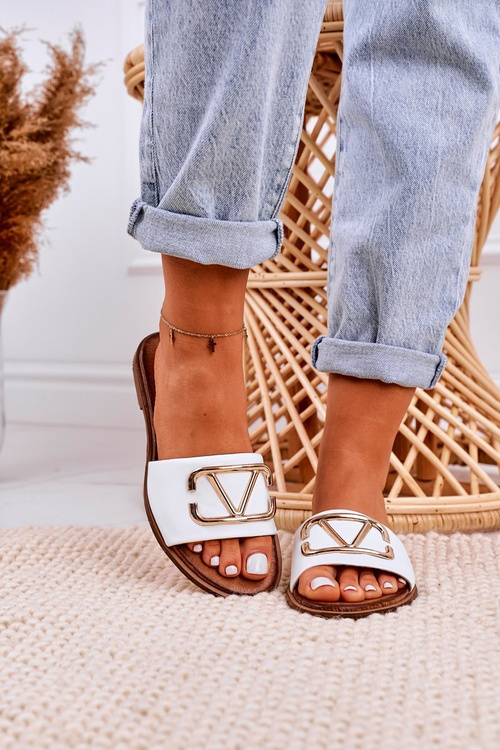 Жіночі класичні шкіряні тапочки White Evie