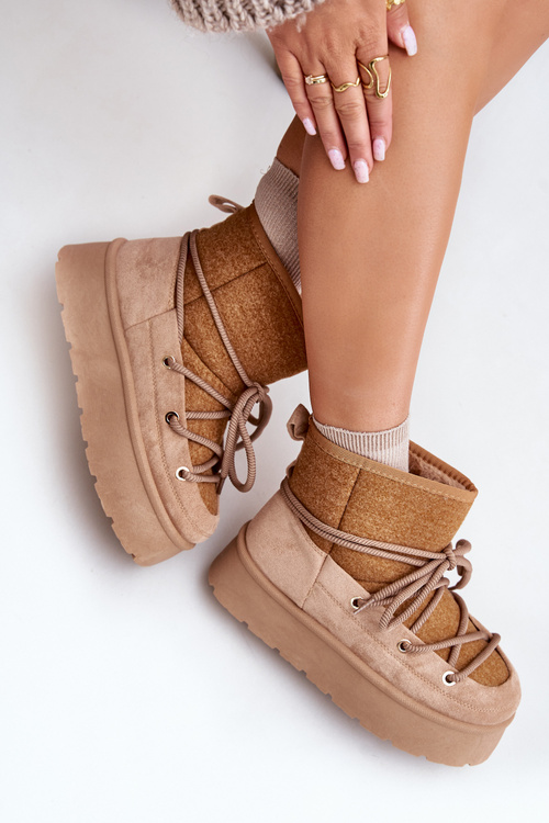 Снігові черевики зі шнурівкою на платформі Коричневі Mavora