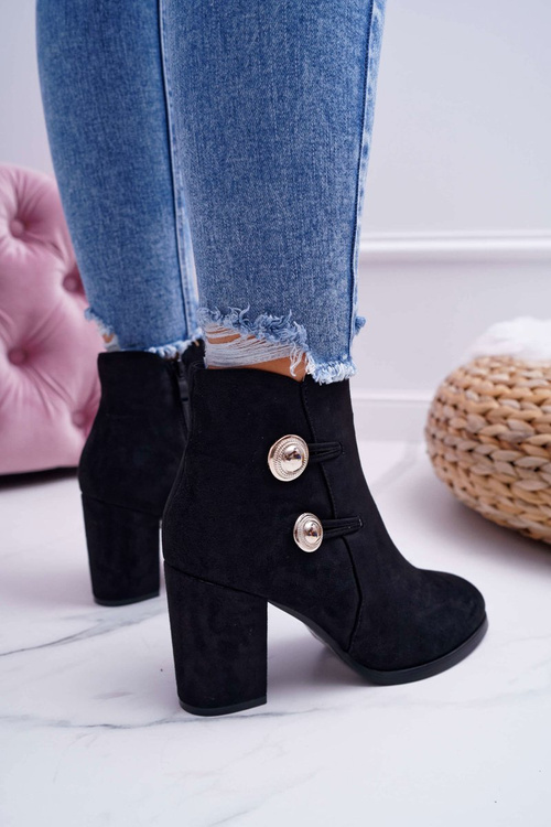 Жіночі замшеві черевики на шпильці чорні Barski 73-2