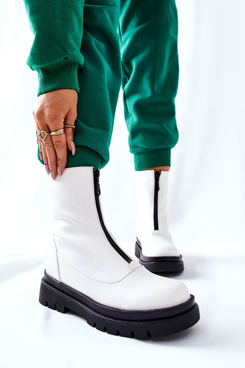 Жіночі черевики на блискавці білого кольору Tierra