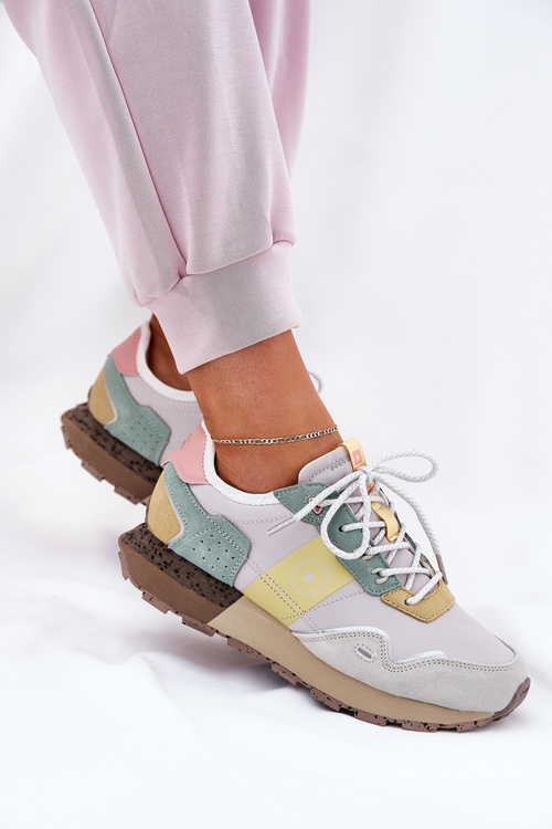 Жіночі Замшеві Кросівки Big Star RR274244 HI-POLY SYSTEM Сірі-Жовті