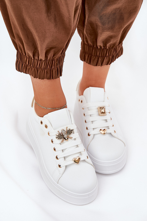 Кросівки Жіночі На Платформі З Прищіпками Білі Ilanina