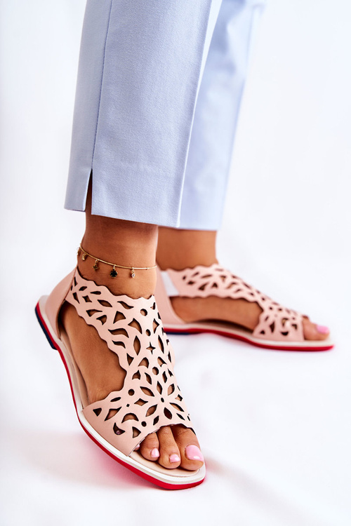 Шкіряні ажурні босоніжки Pink Alima